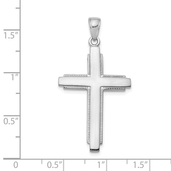 10kt White Gold Solid Cross Pendant
