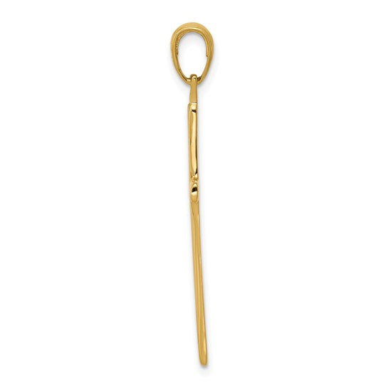 10KT Yellow Gold Polished Finish Accent Stick Cross Pendant