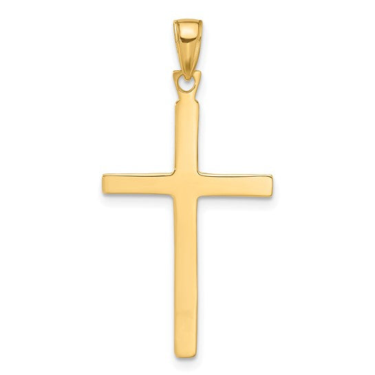 10KT Yellow Gold Polished Finish Accent Stick Cross Pendant