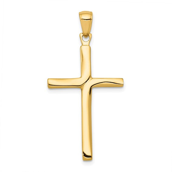 10KT Yellow Gold Polished Finish Accent Stick Cross Pendant