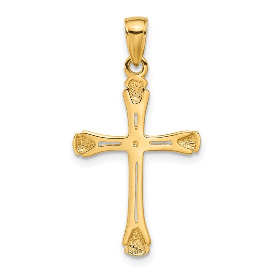 10KT Yellow Gold Cross with Triangle Tips Pendant