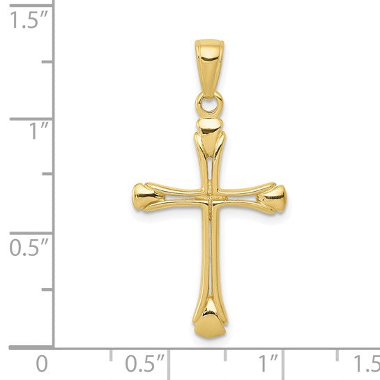 10KT Yellow Gold Cross with Triangle Tips Pendant