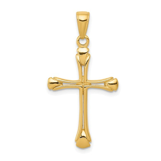 10KT Yellow Gold Cross with Triangle Tips Pendant