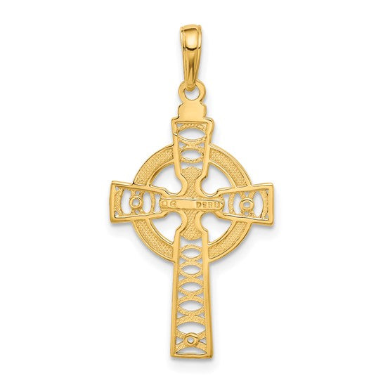 10KT Yellow Gold Celtic Cross w/Eternity Circle Pendant