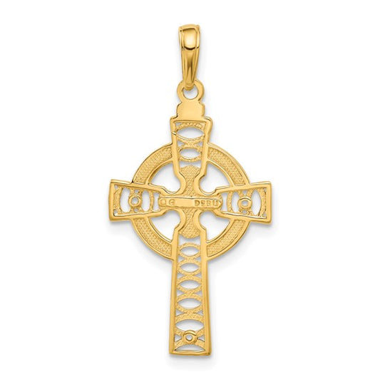10KT Yellow Gold Celtic Cross w/Eternity Circle Pendant