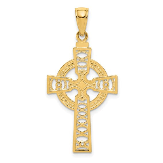 10KT Yellow Gold Celtic Cross w/Eternity Circle Pendant