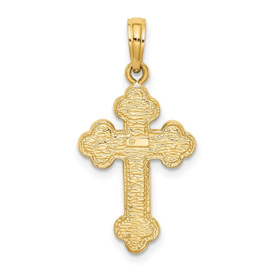 10KT Yellow Gold Budded Cross Pendant
