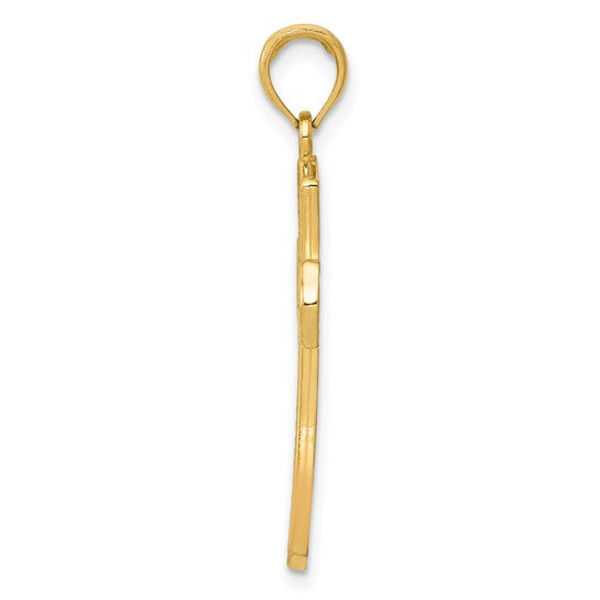 10KT Yellow Gold Diamond-cut Beveled Edges Cross Pendant