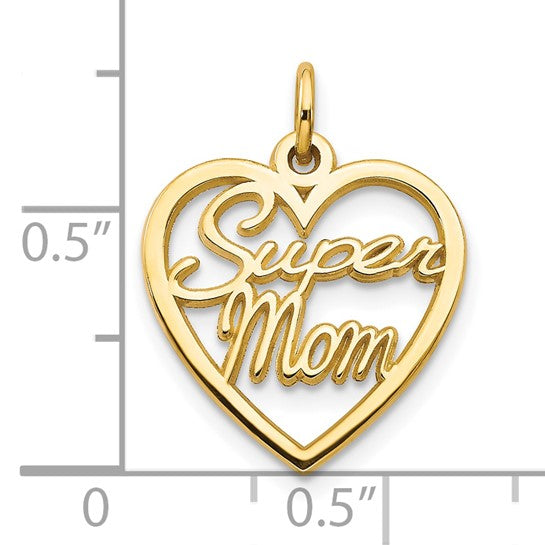 10KT Yellow Gold SUPER MOM Charm
