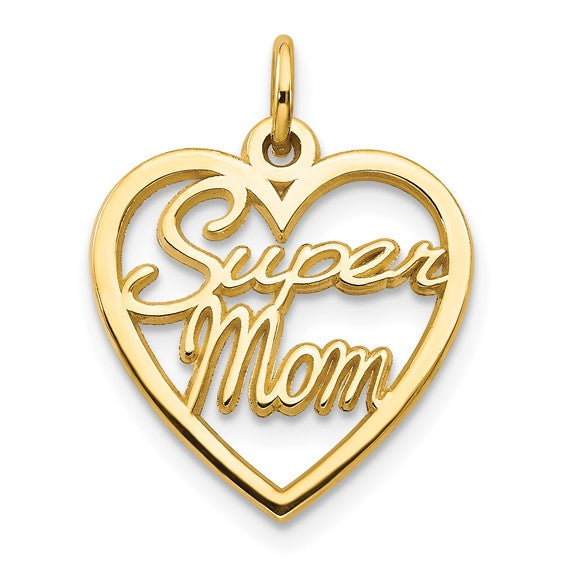 10KT Yellow Gold SUPER MOM Charm
