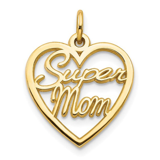 10KT Yellow Gold SUPER MOM Charm