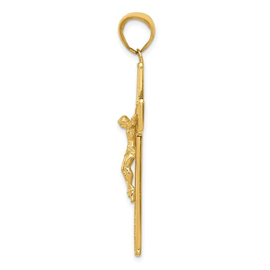 10kt Yellow Gold Textured Crucifix Latin Cross Pendant