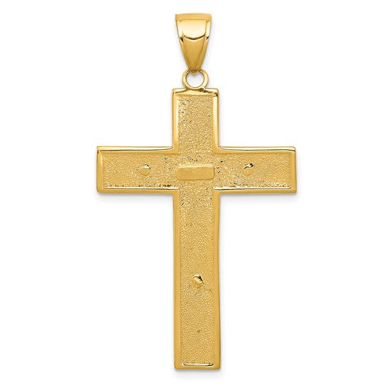 10kt Yellow Gold Textured Crucifix Latin Cross Pendant