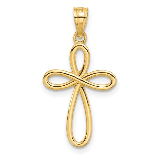 10kt Yellow Gold Ribbon Cross Pendant