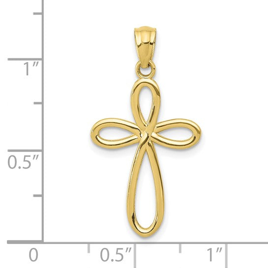 10kt Yellow Gold Ribbon Cross Pendant