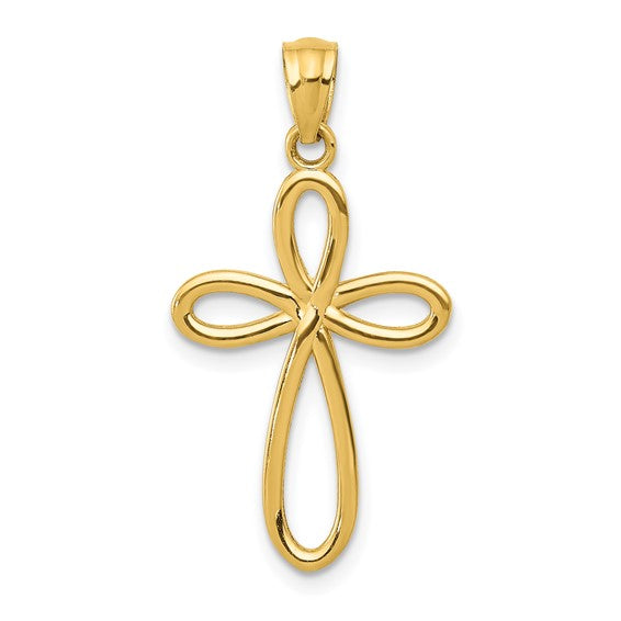 10kt Yellow Gold Ribbon Cross Pendant