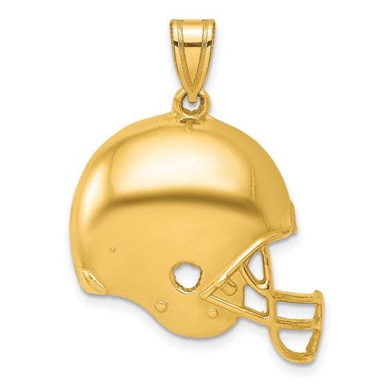 10kt Yellow Gold Polished Football Helmet Pendant