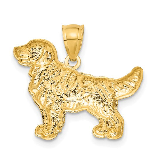 10kt Yellow Gold Diamond-cut Golden Retriever Pendant