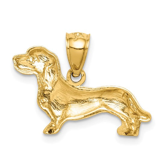 10kt Yellow Gold Diamond-cut Dachshund Pendant