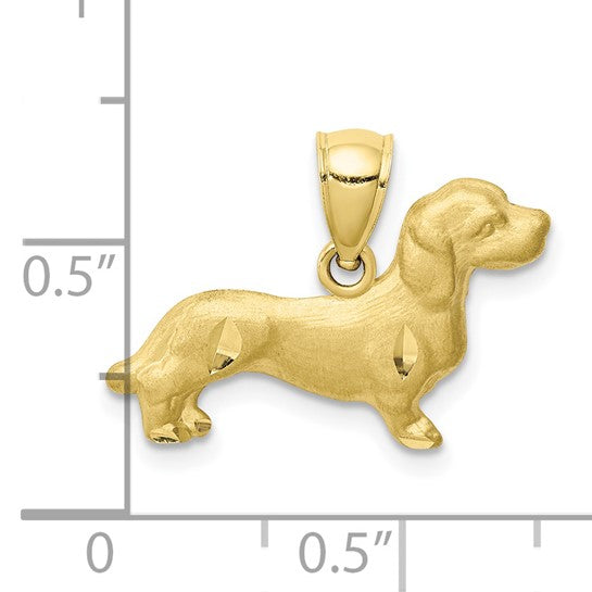 10kt Yellow Gold Diamond-cut Dachshund Pendant