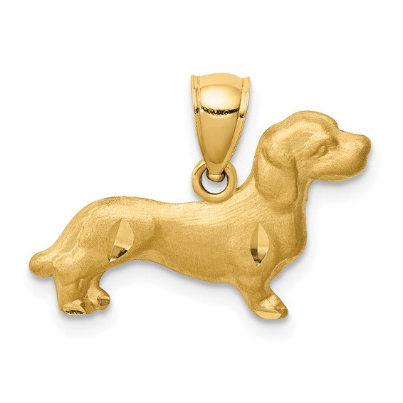 10kt Yellow Gold Diamond-cut Dachshund Pendant
