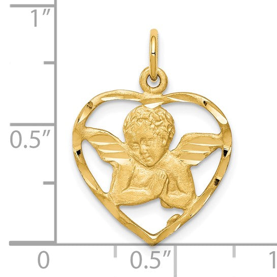 10KT Yellow Gold Angel Heart Charm