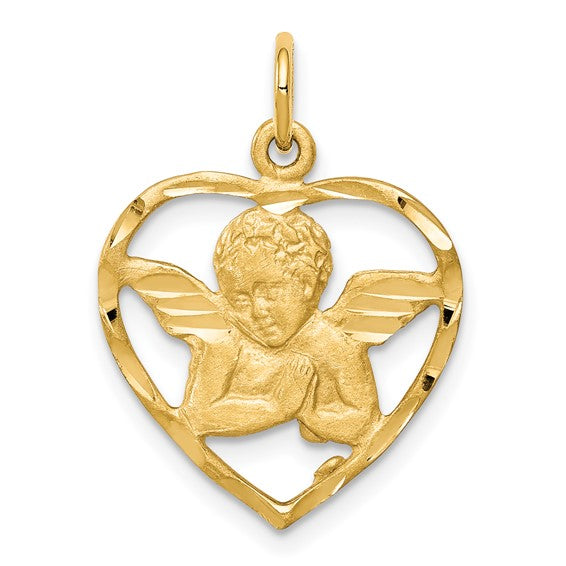 10KT Yellow Gold Angel Heart Charm