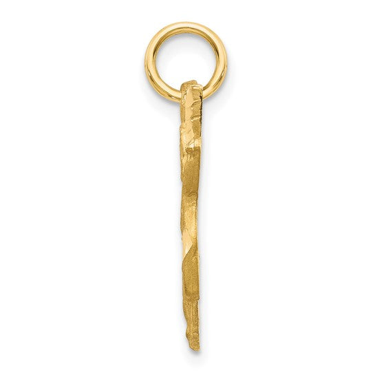 10kt Yellow Gold Solid Satin Angel Charm