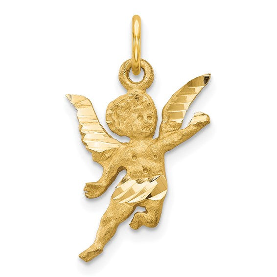 10kt Yellow Gold Solid Satin Angel Charm