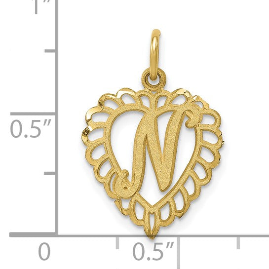 10kt Yellow Gold Initial N Charm