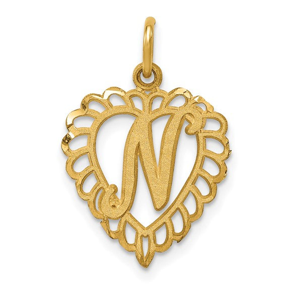 10kt Yellow Gold Initial N Charm