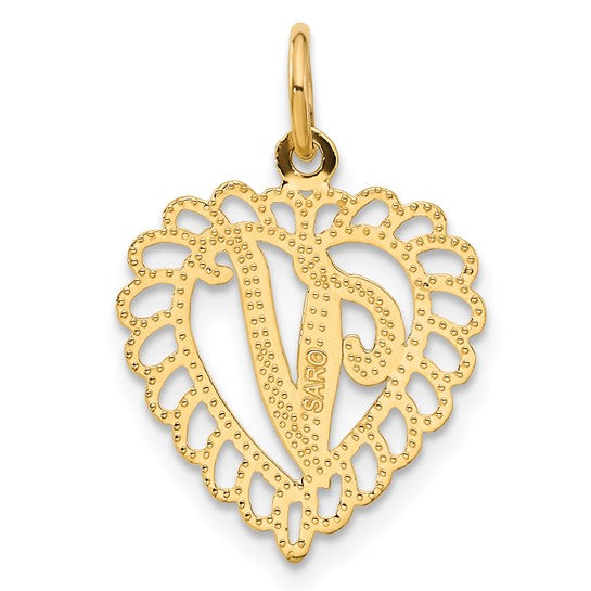10kt Yellow Gold Initial V Charm