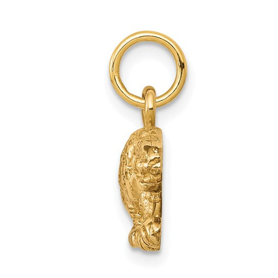 10kt Yellow Gold Solid Satin Small Leopard Charm