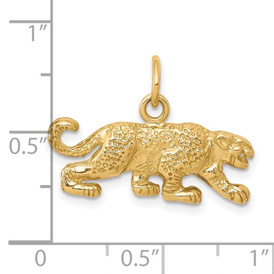 10kt Yellow Gold Solid Satin Small Leopard Charm