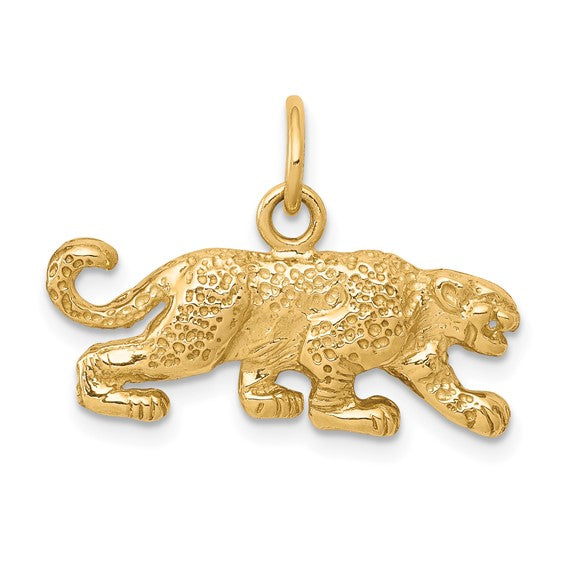 10kt Yellow Gold Solid Satin Small Leopard Charm