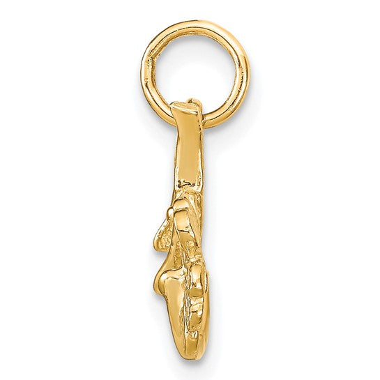 10KT Yellow Gold Solid Horseshoe Wishbone and Shamrock Charm