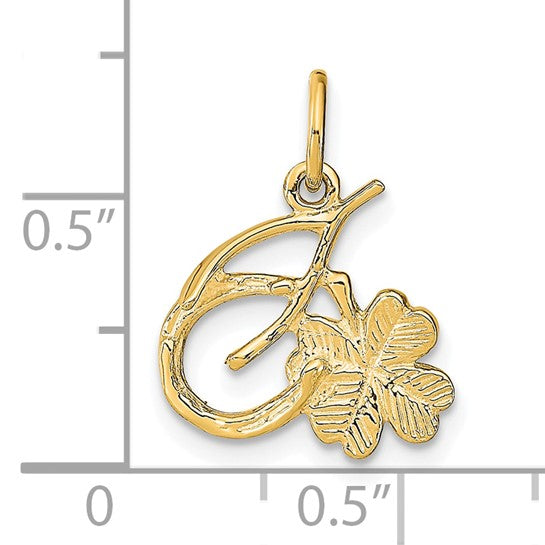 10KT Yellow Gold Solid Horseshoe Wishbone and Shamrock Charm