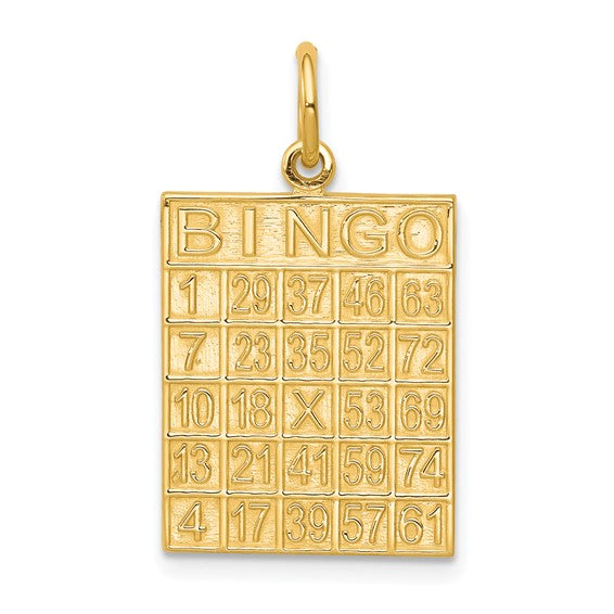10kt Yellow Gold Solid Bingo Card Charm