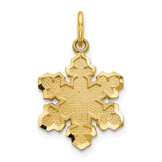 10kt Yellow Gold Solid Satin Snowflake Charm