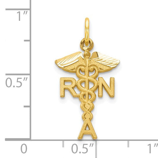 10kt Yellow Gold Solid Registered Nurse Charm