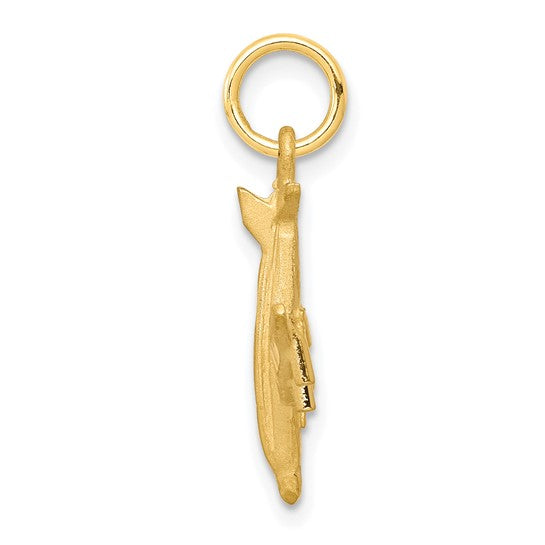 10kt Yellow Gold Solid Satin Airplane Charm