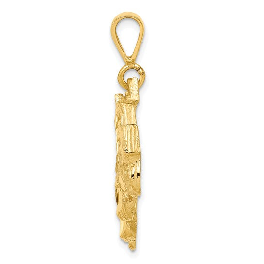 10kt Yellow Gold Solid Diamond-cut Semi with Trailer Charm