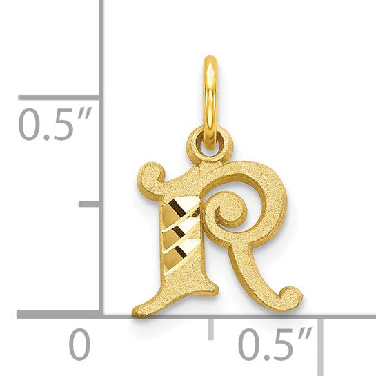 10kt Yellow Gold Initial R Charm