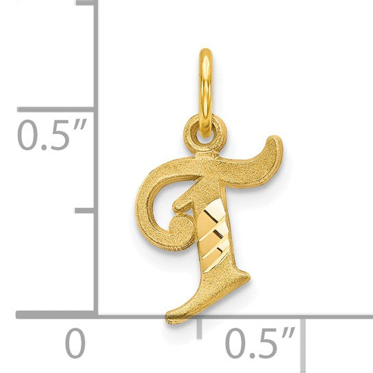 10kt Yellow Gold Initial T Charm