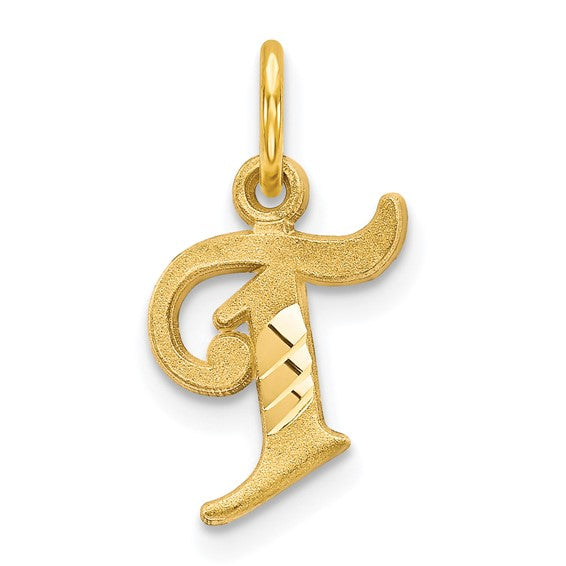 10kt Yellow Gold Initial T Charm