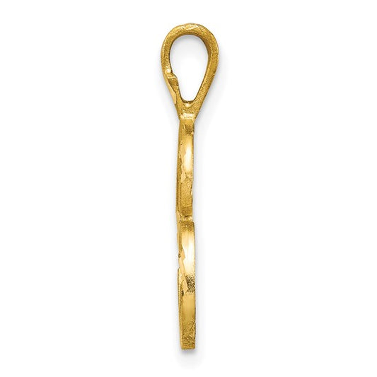 10kt Yellow Gold Diamond-cut Grooved Initial C Charm