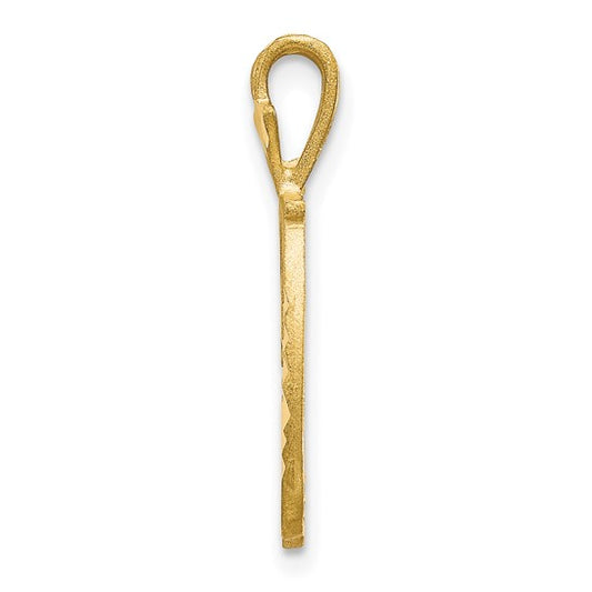 10kt Yellow Gold Diamond-cut Grooved Initial D Charm