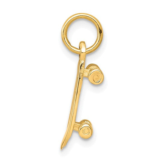 10kt Yellow Gold Solid 3-D Skateboard Charm