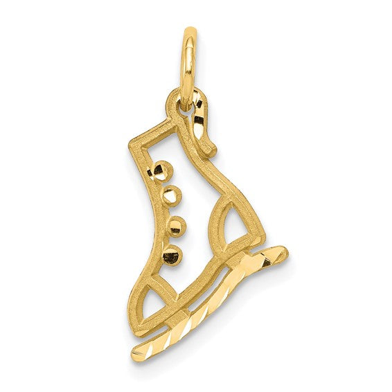 10kt Yellow Gold Diamond-cut Ice Skate Charm