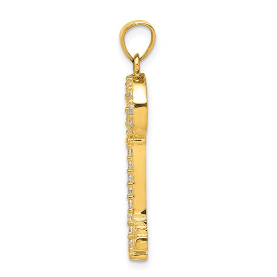 10kt Yellow Gold CZ Key Pendant